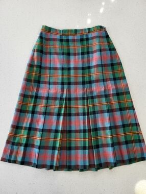 Vintage Tartan Plaid Skirt McEwens Scotland Wool Pleated Small
